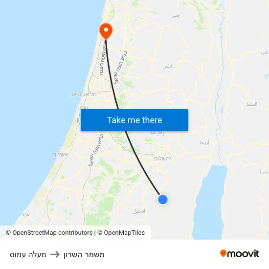 מעלה עמוס to משמר השרון map