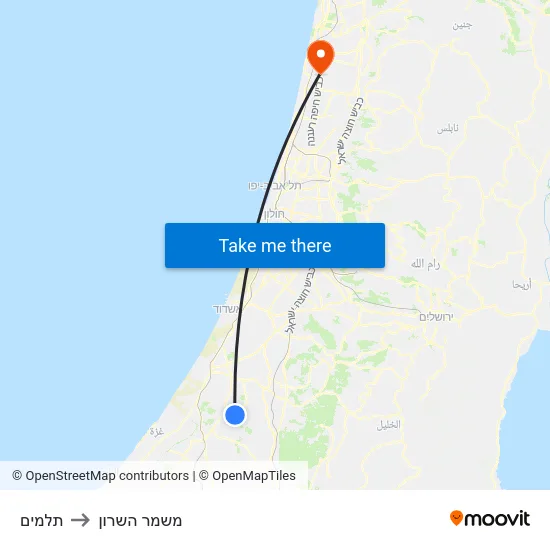 תלמים to משמר השרון map