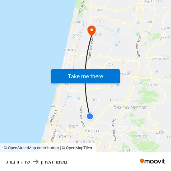 שדה ורבורג to משמר השרון map