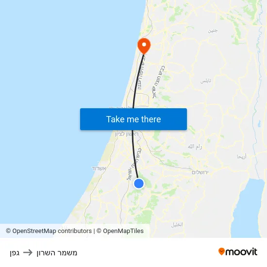 גפן to משמר השרון map