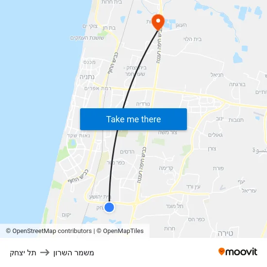 תל יצחק to משמר השרון map
