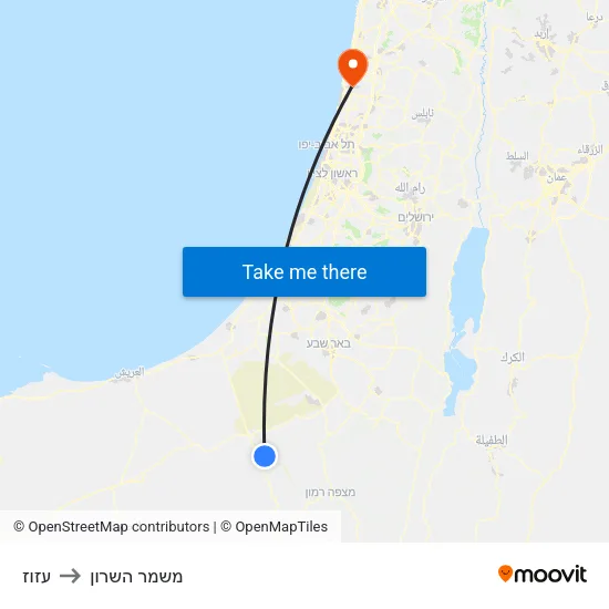 עזוז to משמר השרון map
