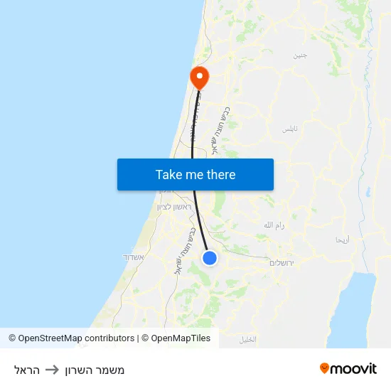 הראל to משמר השרון map