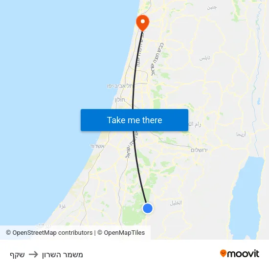 שקף to משמר השרון map