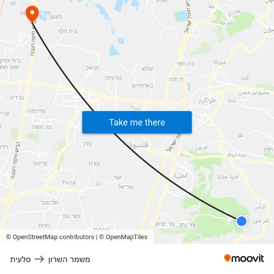 סלעית to משמר השרון map
