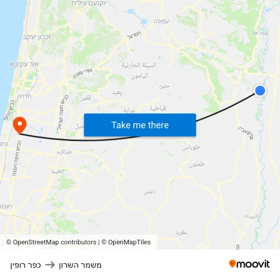 כפר רופין to משמר השרון map