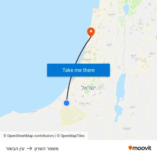 עין הבשור to משמר השרון map