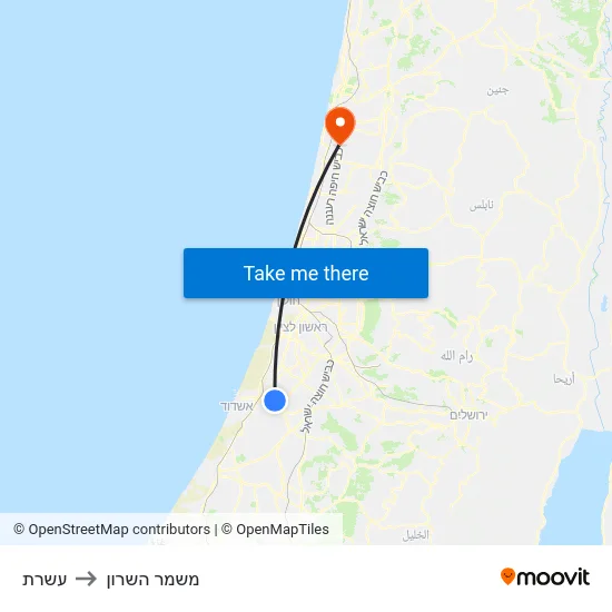 עשרת to משמר השרון map