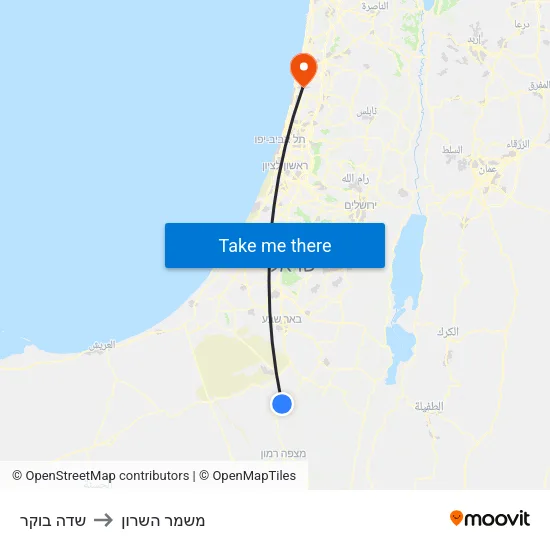 שדה בוקר to משמר השרון map