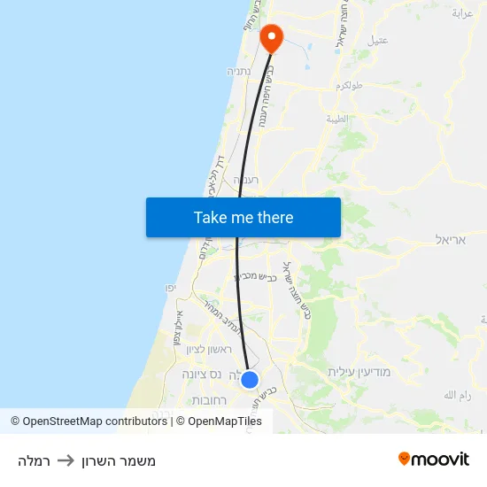 רמלה to משמר השרון map