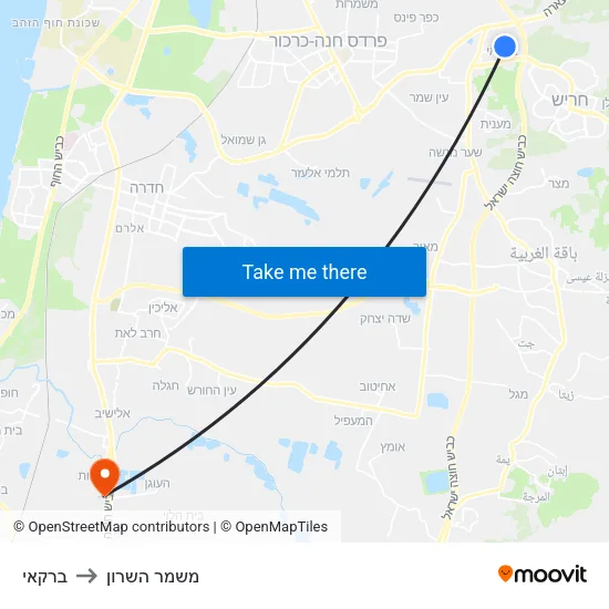 ברקאי to משמר השרון map