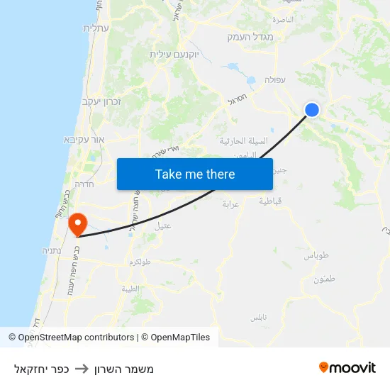 כפר יחזקאל to משמר השרון map