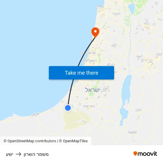 ישע to משמר השרון map