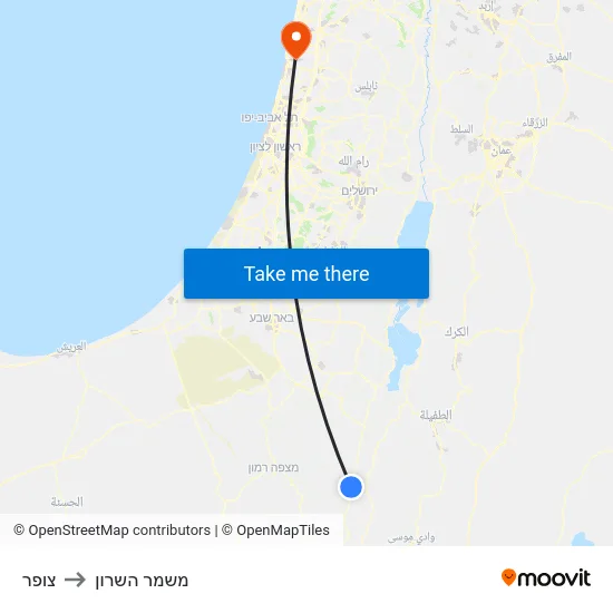 צופר to משמר השרון map