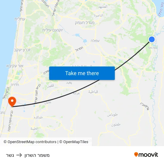 גשר to משמר השרון map
