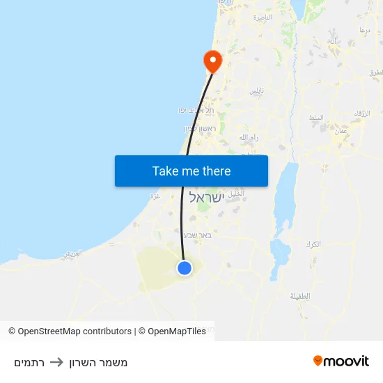 רתמים to משמר השרון map