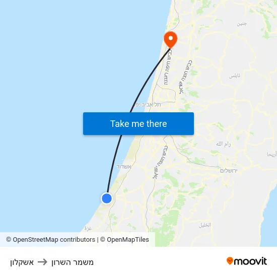 אשקלון to משמר השרון map