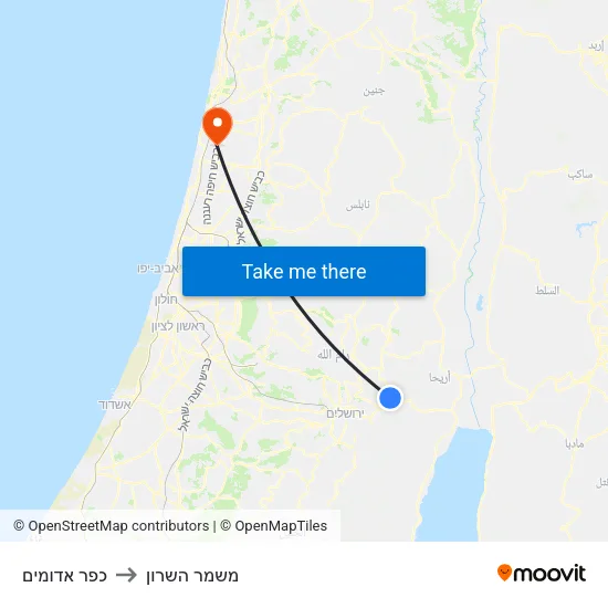 כפר אדומים to משמר השרון map