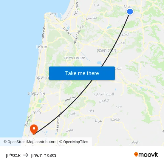 אבטליון to משמר השרון map