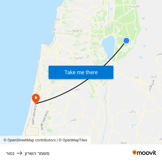 נטור to משמר השרון map