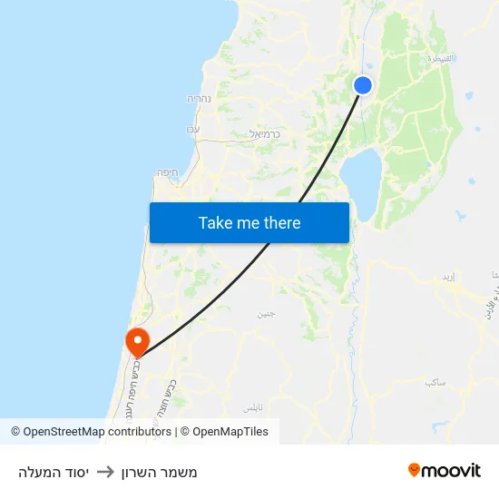 יסוד המעלה to משמר השרון map