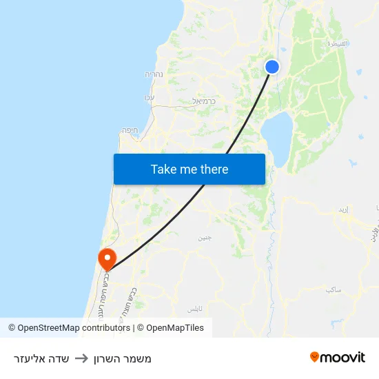 שדה אליעזר to משמר השרון map