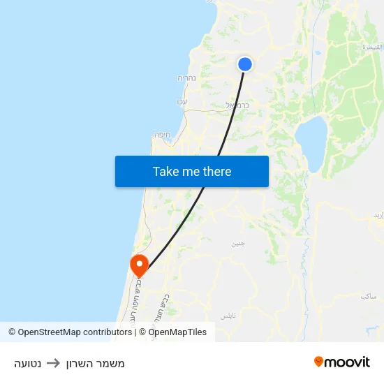 נטועה to משמר השרון map