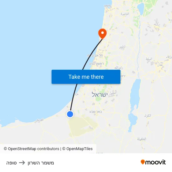 סופה to משמר השרון map