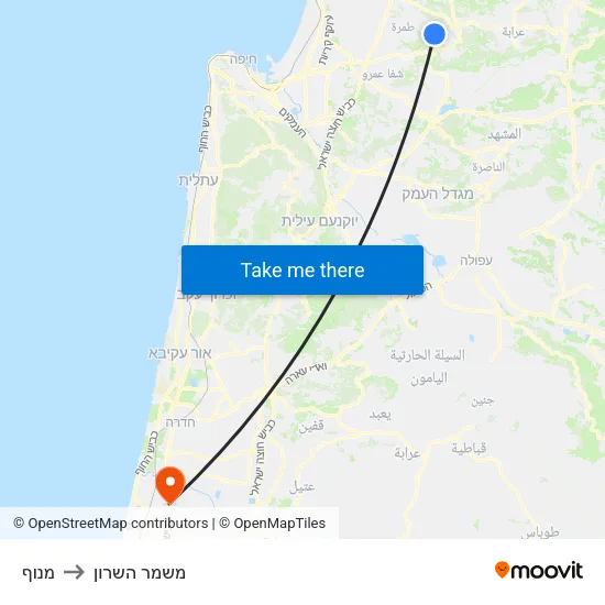 מנוף to משמר השרון map