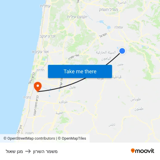 מגן שאול to משמר השרון map