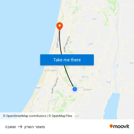 שואבה to משמר השרון map