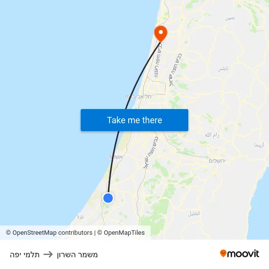 תלמי יפה to משמר השרון map