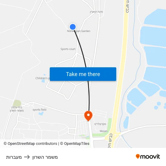 מעברות to משמר השרון map