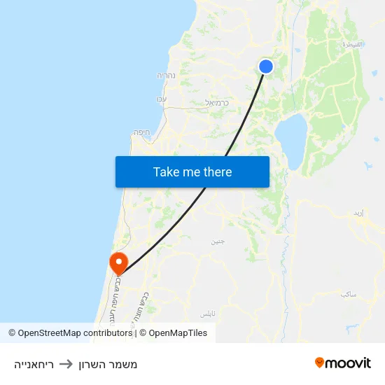 ריחאנייה to משמר השרון map