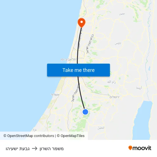 גבעת ישעיהו to משמר השרון map