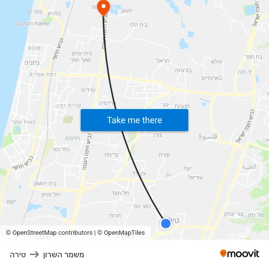 טירה to משמר השרון map