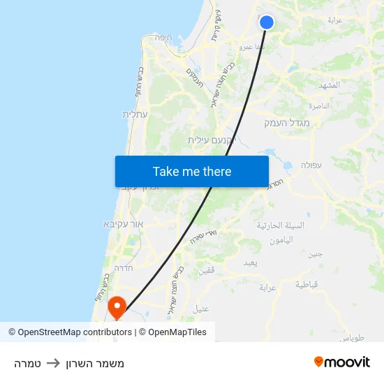 טמרה to משמר השרון map