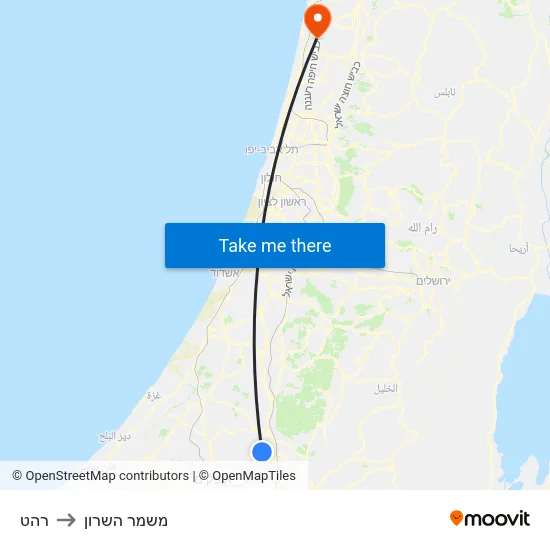 רהט to משמר השרון map