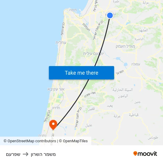 שפרעם to משמר השרון map