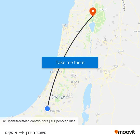 אופקים to משמר הירדן map