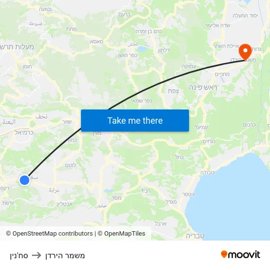 סח'נין to משמר הירדן map
