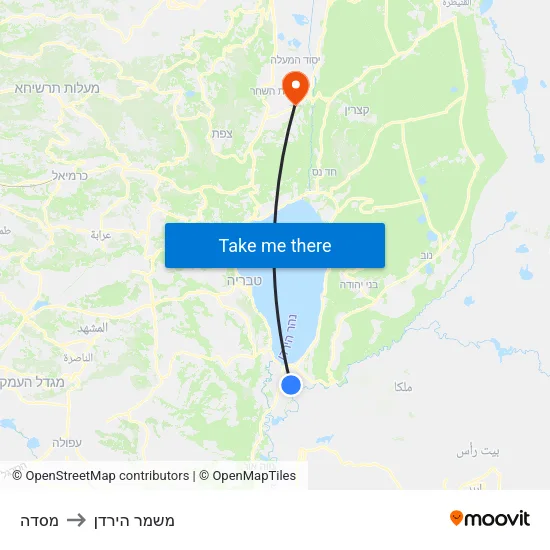 מסדה to משמר הירדן map