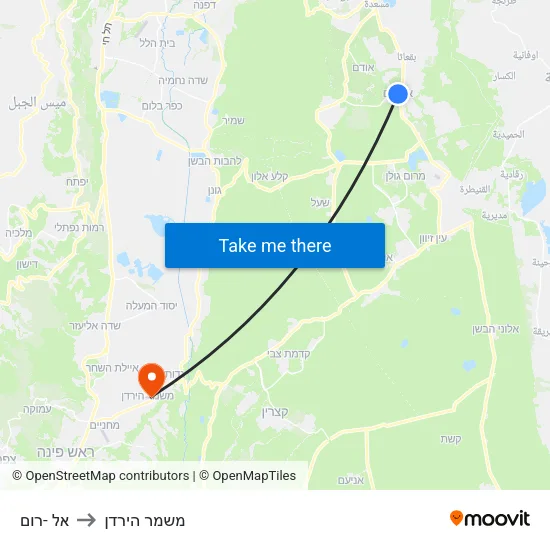 אל -רום to משמר הירדן map