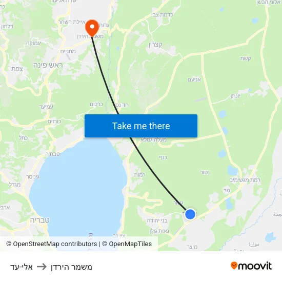 אלי-עד to משמר הירדן map