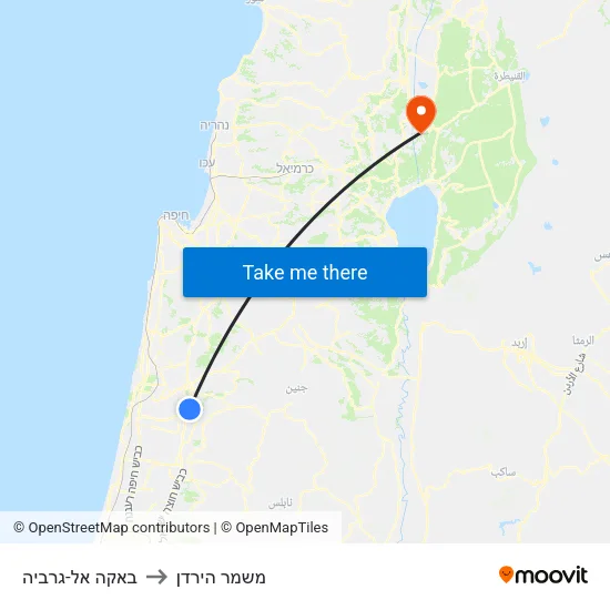 באקה אל-גרביה to משמר הירדן map