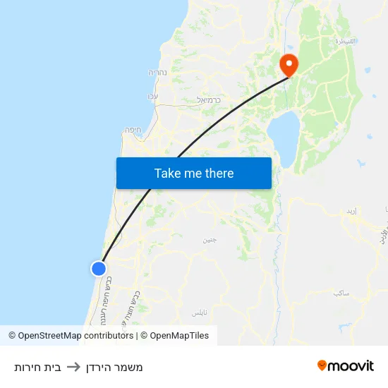 בית חירות to משמר הירדן map