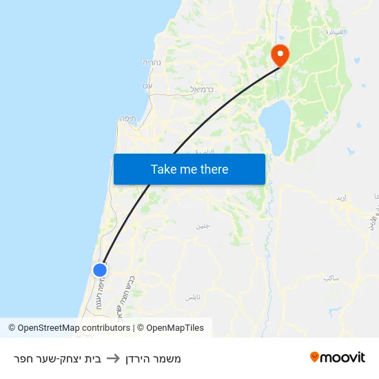 בית יצחק-שער חפר to משמר הירדן map
