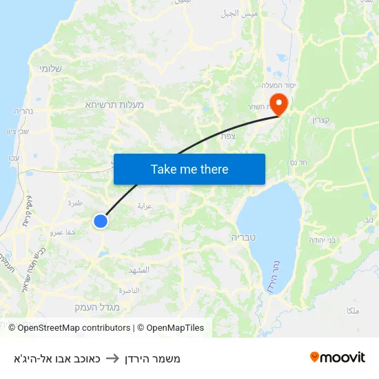 כאוכב אבו אל-היג'א to משמר הירדן map