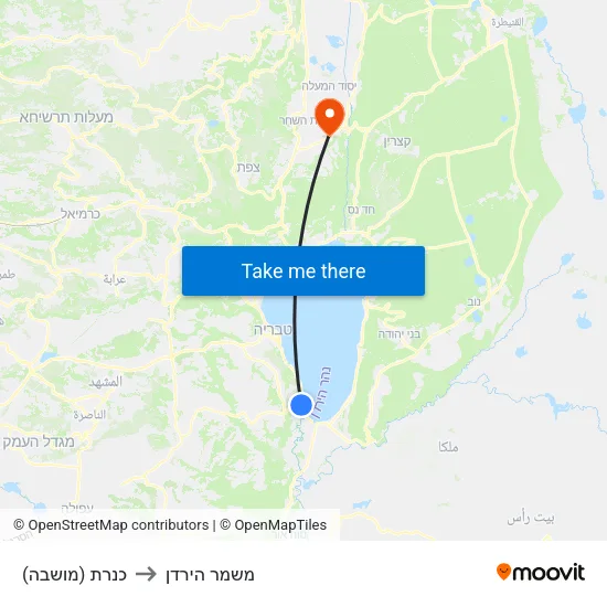 כנרת (מושבה) to משמר הירדן map