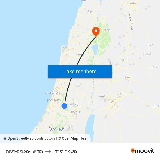 מודיעין-מכבים-רעות to משמר הירדן map